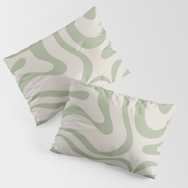 Liquid Swirl Abstract Pattern in Almond and Sage Green Pillow Sham