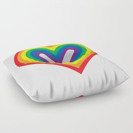 Rainbow Heart Shaped Striped Pattern Floor Pillow