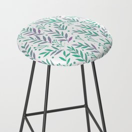 Watercolor branches - pastel green and very peri Bar Stool