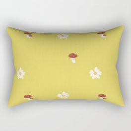 Daisy and Mushrooms Neon Yellow Rectangular Pillow