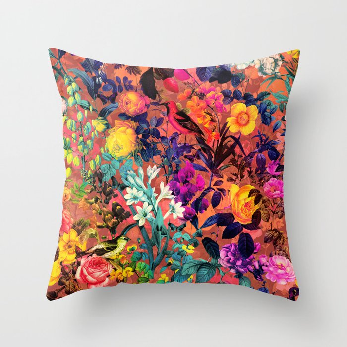 Floral and Birds II Throw Pillow