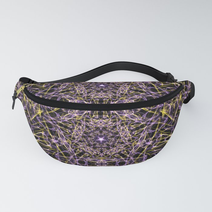 Liquid Light Series 57 ~ Purple & Yellow Abstract Fractal Pattern Fanny Pack