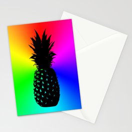 Neon Rainbow Black Ombre Pineapple Stationery Card