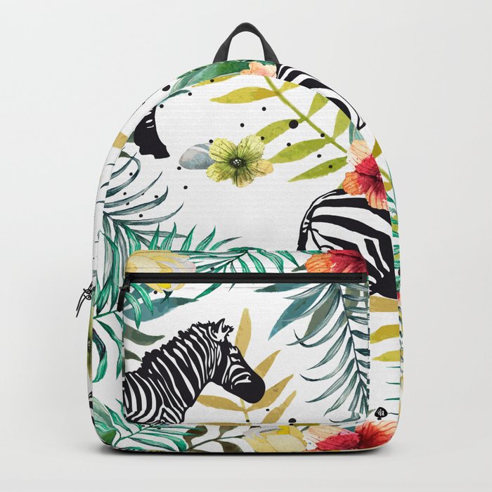 Zebra, cactus and flowers Backpack