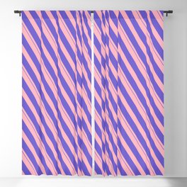 [ Thumbnail: Light Pink and Slate Blue Colored Lined Pattern Blackout Curtain ]