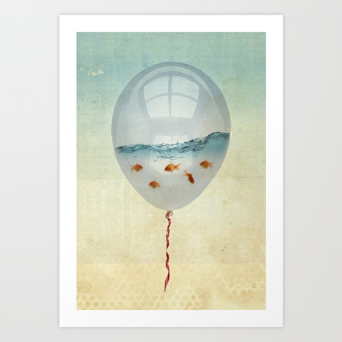 balloon fish o2, freedom in a bubble Art Print