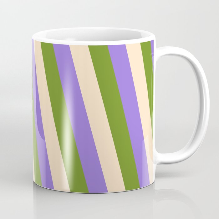 Purple, Green, and Bisque Colored Lines/Stripes Pattern Coffee Mug