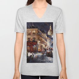 Streets of Paris V Neck T Shirt