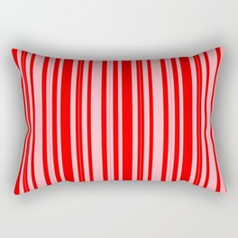 [ Thumbnail: Red & Light Pink Colored Lines/Stripes Pattern Rectangular Pillow ]