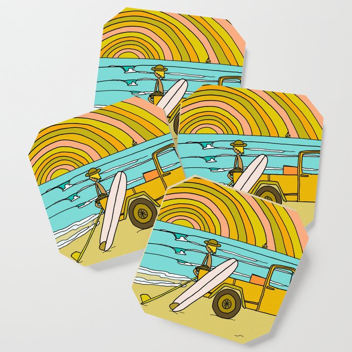 classic summer surf vibes forever Coaster