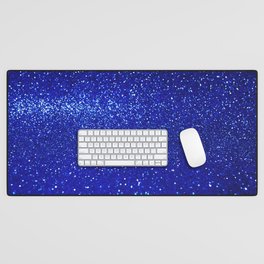 Abstract shiny blue glitter background Desk Mat