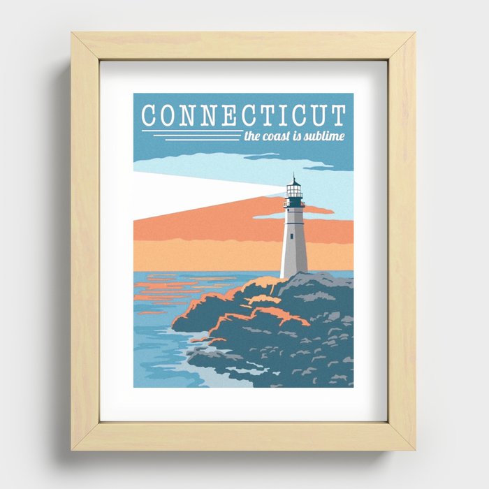 connecticut the coast is sublime vintage postcard Recessed Framed Print