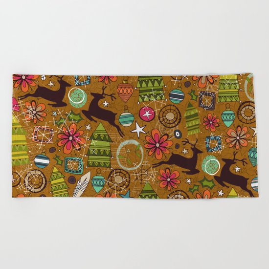joyous jumble gold Beach Towel