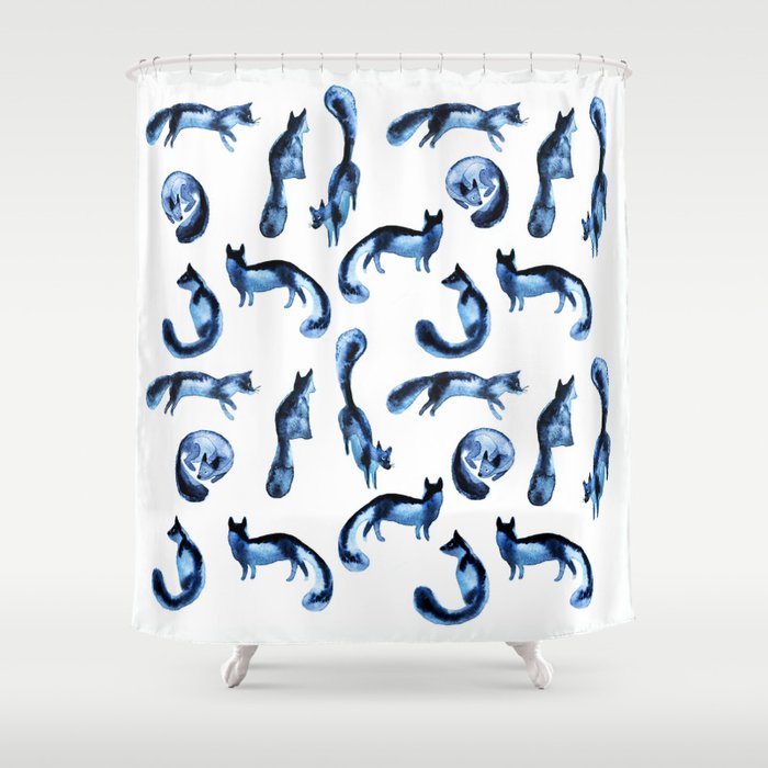 A pack of silver foxes. Shower Curtain