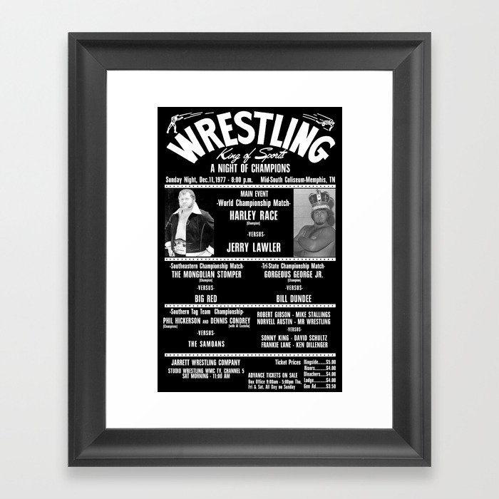 #2-B Memphis Wrestling Window Card Framed Art Print