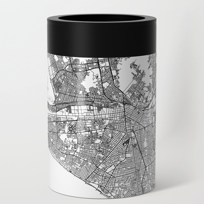Lima White Map Can Cooler