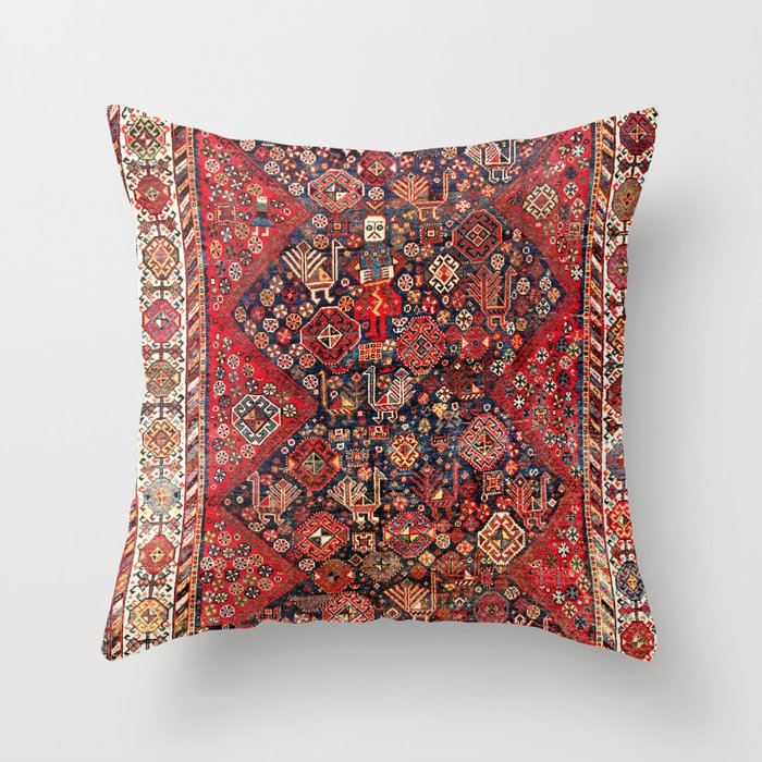 Qashqa’i Fars Southwest Persian Nomad Rug Print Throw Pillow