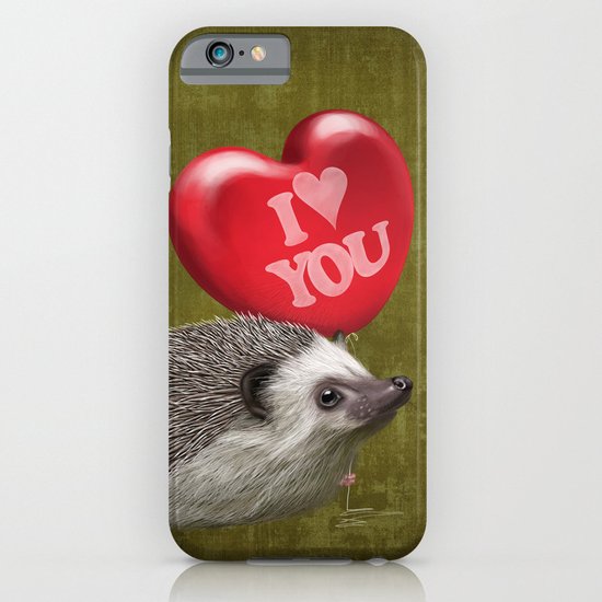 Hedgehog in love with a red balloon iPhone & iPod Case