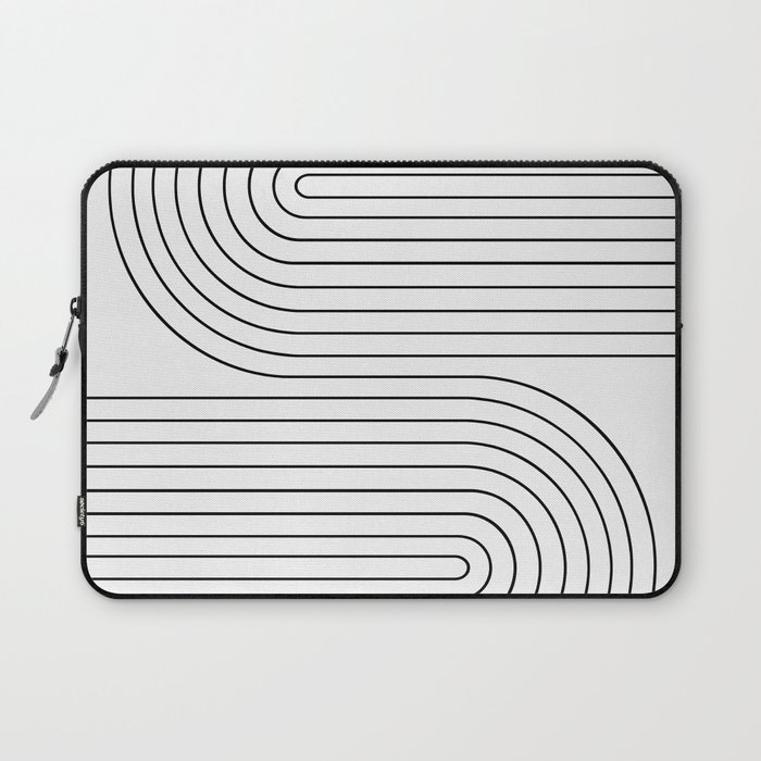 Minimal Line Curvature I Black and White Mid Century Modern Arch Abstract Laptop Sleeve