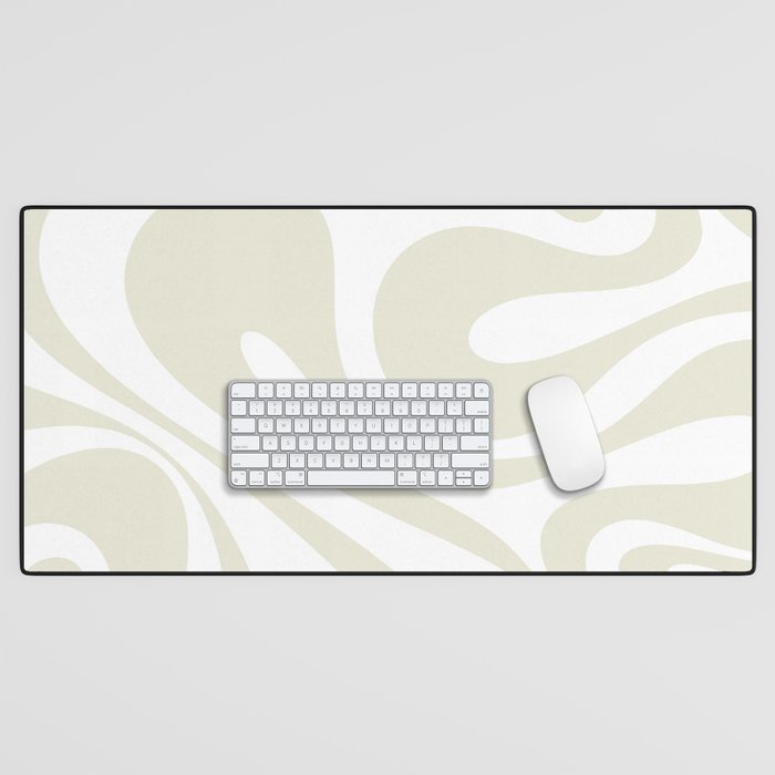 Mod Swirl Retro Abstract Pattern in Beige and White Desk Mat