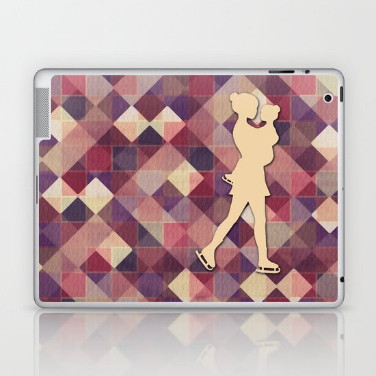 Motherhood - Ice-skating mama and child cut out Laptop & iPad Skin