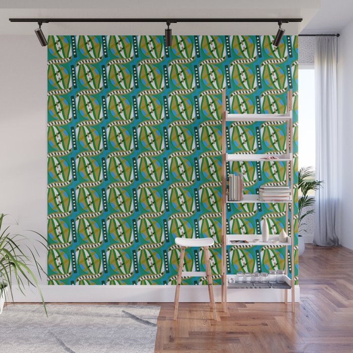 Retro Abstract Wave In Green Blue Contemporary Graphic Design
