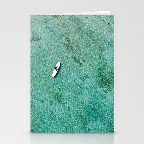 Person Paddle Boarding | Paddle Board | Drone Beach Photograph Stationery Cards