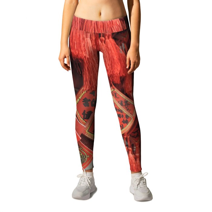 China Photography - Red Chinese Decoration Put Beside Each Other Leggings