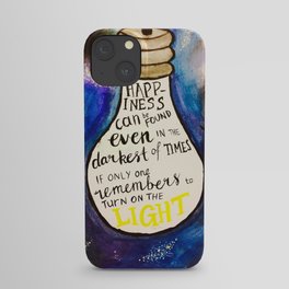 Lightbulb quote from H.P, "Happiness can be found even in the darkest of times..." iPhone Case