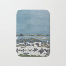 Tranquil Meadow  Bath Mat | Tranquil, Peace, Abstract, Acrylic, Calm, Green, Blue, Meadow, Painting 
