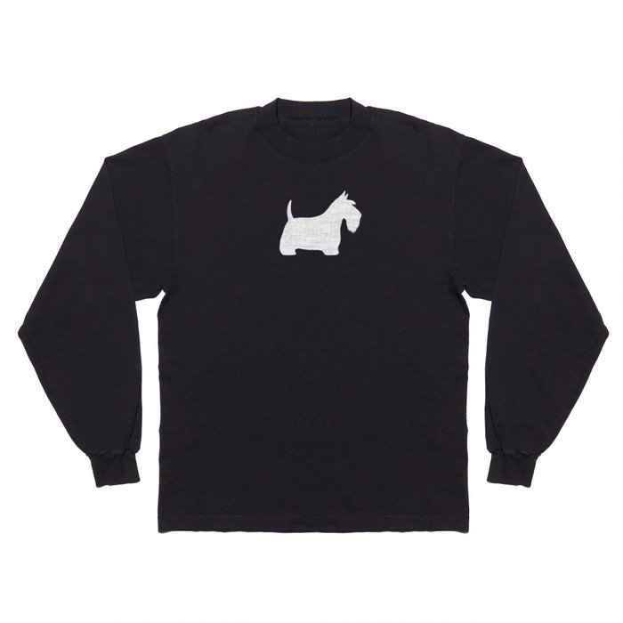 White Scottish Terrier Silhouette Long Sleeve T Shirt