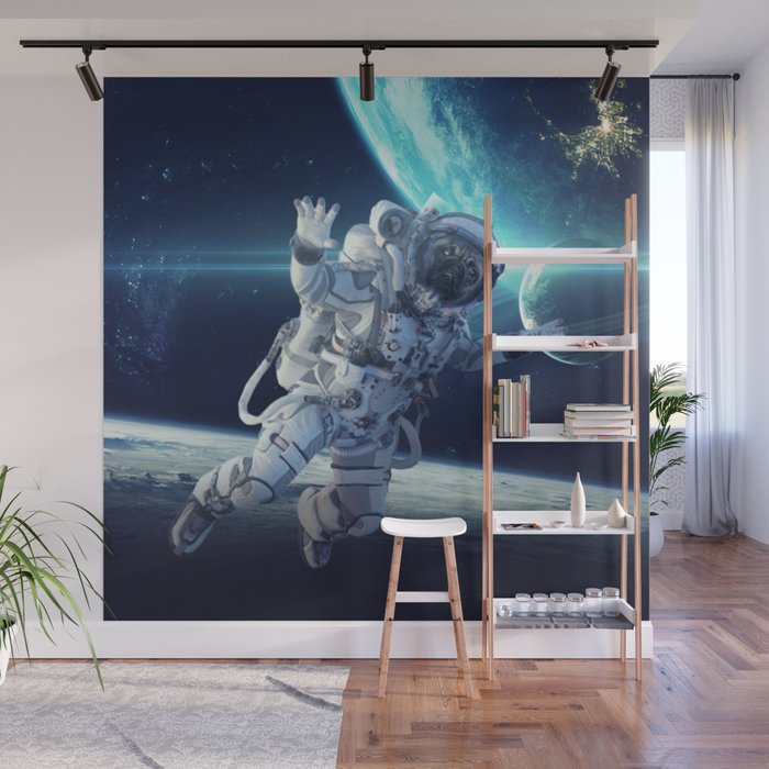 Pug dog astronaut in the universe Wall Mural