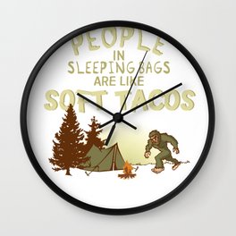 Camping Tshirt Bigfoot hiking in nature gift Wall Clock