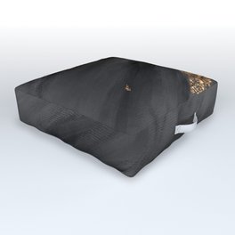 Black Paint Brushstrokes Gold Foil Outdoor Floor Cushion