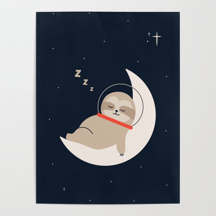 Astronaut Sloth sleeping Poster