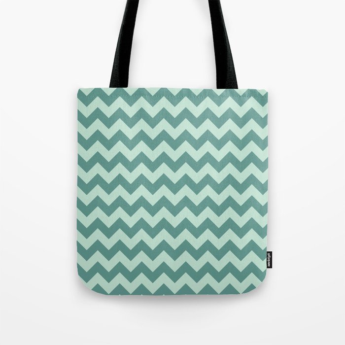 Teal and Mint Chevrons Tote Bag