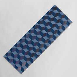 Wintery Blue 3D Cube Texture Pattern Yoga Mat
