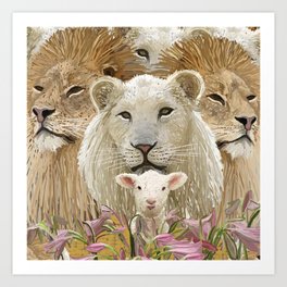 Lions led by a lamb Art Print
