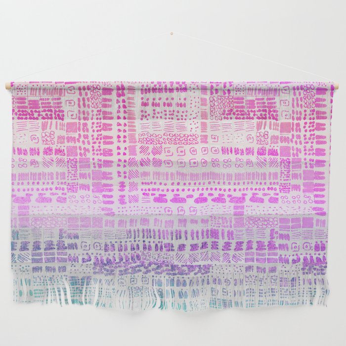 pink and light green ombre ink marks hand-drawn collection Wall Hanging