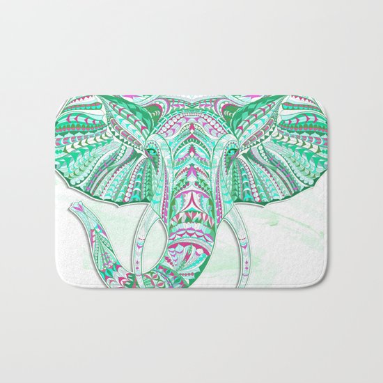 Sea Green Ethnic Elephant Bath Mat