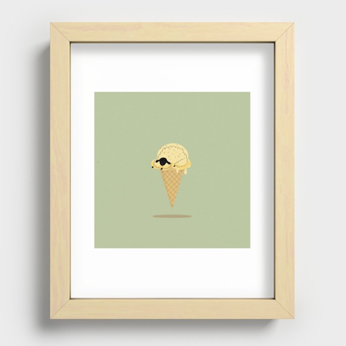 Lemon Sleepy Sheep Ice cream cone Art Print Recessed Framed Print