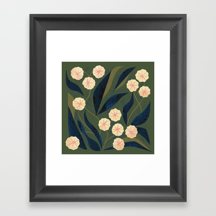 Green Floral Framed Art Print