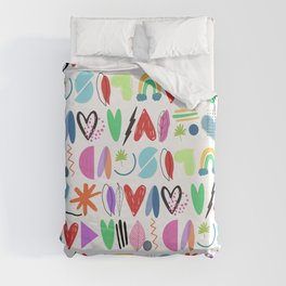 Vibrant funky hearts and squiggles pattern Duvet Cover
