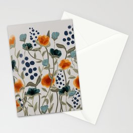 Dreamy Blue & Orange Wildflowers Stationery Cards