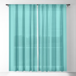 [ Thumbnail: Dark Cyan & Turquoise Colored Stripes Pattern Sheer Curtain ]