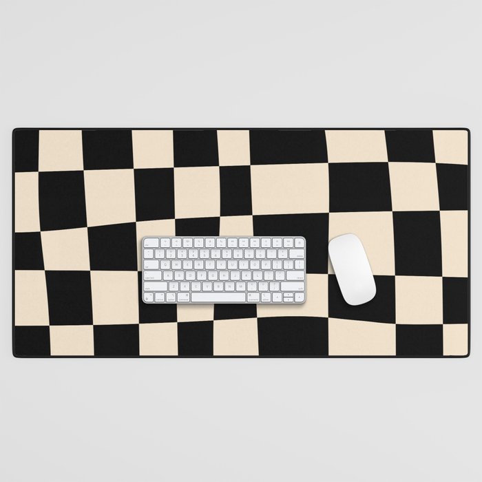 Abstract Checkerboard black Desk Mat