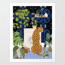 Cheetah in Moroccan Style Laundry Room Art Print