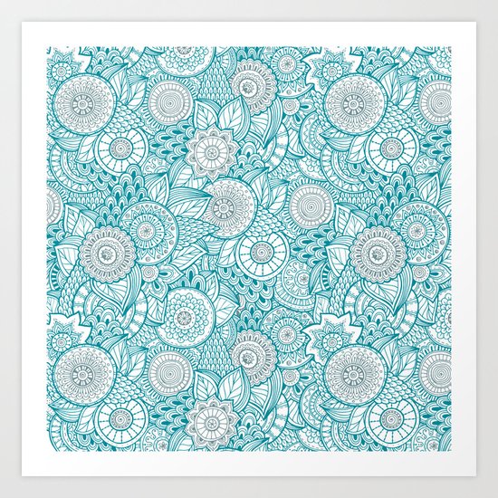BOHO TURQUOISE PATTERN Art Print