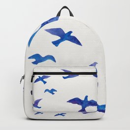 Blue Birds Backpack | Valentine, Spring, Pattern, White, Art, Bird, Animal, Flying, Color, Love 