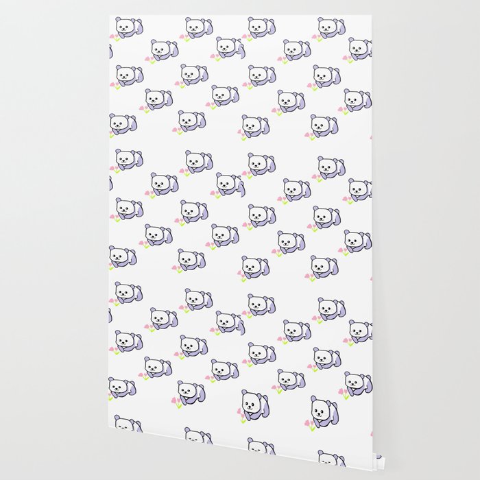 Flower Panda Pattern Wallpaper by
